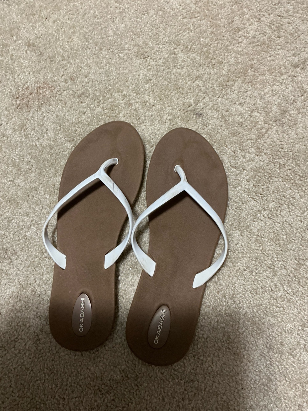 Okabashi Women's Brown Footbed Sandals with White Straps